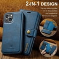 thumbnail image 2 of For iPhone 15 DG.MING Crazy Horse Texture Detachable Magnetic Leather Phone Case,Blue,For iPhone 15, 2 of 9