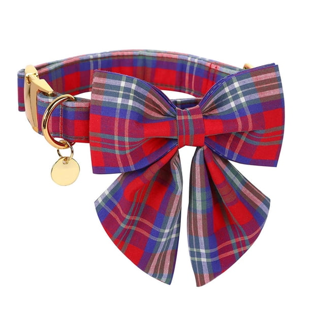 Collar para perros y gatos con pajarita de rejilla, collar ajustable a cuadros para perros y gatos Namotu CPB-US-YY702-5
