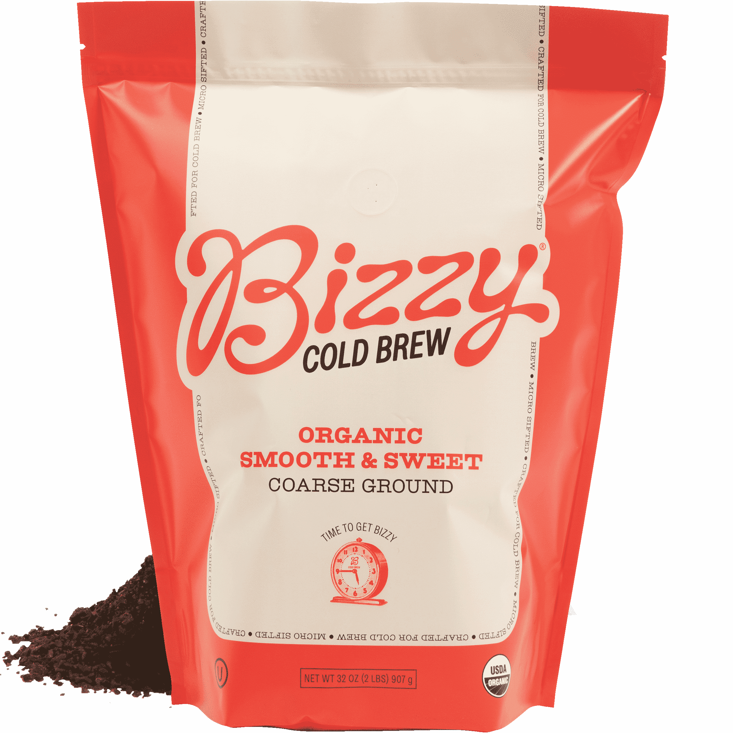 Bizzy Organic Cold Brew Coffee, Smooth & Sweet Blend, Medium Roast, Coarse Ground, 2 lb Bag