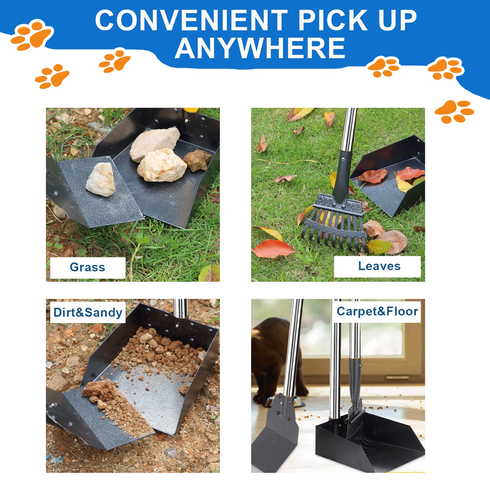 Suchown 38" Pooper Scooper with Rake and Tray photo 2