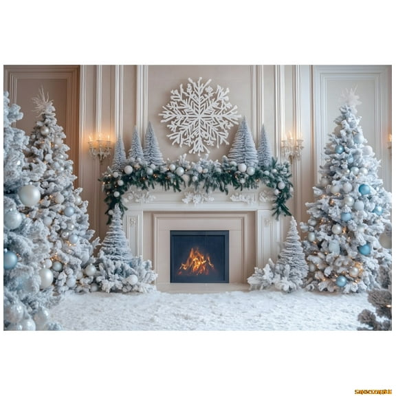 White Christmas Backdrop Vintage Wall Xmas Tree Gifts Kids Portrait Family Party Phtoography Background r Photobooth
