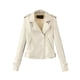 thumbnail image 5 of YUEHAO - Chaqueta de cuero informal de manga larga con solapa y cremallera de color liso para mujer, color blanco, 5 of 7
