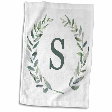 3dRose Wreath with monogram initial letter S in green on white background. - Towel  15 by 22-inch (twl_336808_1)
