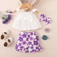 thumbnail image 2 of Xyant Toddler Baby Girl Clothes Summer Outfits Ruffle Sleeveless Linen Tank Top Flower Shorts Headband 3 Pcs Set (White,6-9 Months), 2 of 7