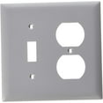 thumbnail image 2 of Leviton 80705-GY 2-Gang Combination Toggle Switch Duplex Outlet Wallplate, Unbreakable, Gray, 2 of 2