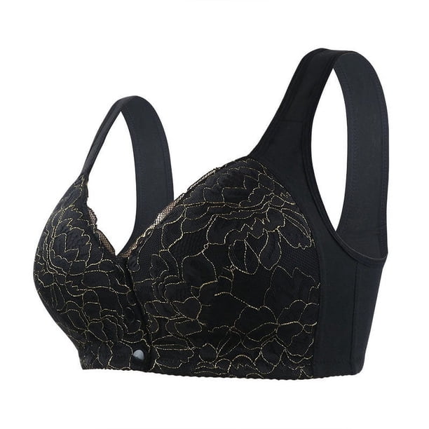 Sujetador tipo chaleco sin aros de acero para mujer, con hebilla frontal y copa de esponja de gran tamaño y encaje para mediana edad y ancianos