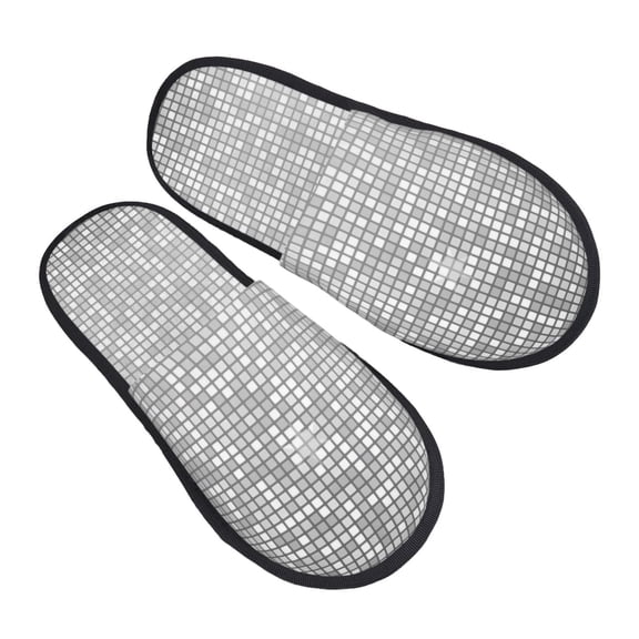 House Slippers for Women Men - Silver Mosaic Lightweight House Shoes Fuzzy Slippers, Soft Slip-On Cozy House Slippers for Woman Indoor Outdoor
