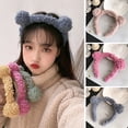 thumbnail image 4 of HeroNeo Women Cute Cartoon Bear Ears Headband Fuzzy Plush Candy Color Makeup Hair Hoop, 4 of 19