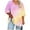 Pink, variant on Tops for Women 3/4 Sleeve Tie-dye Printed V-neck T-shirt Large Size Loose Blouse White XXXXXL