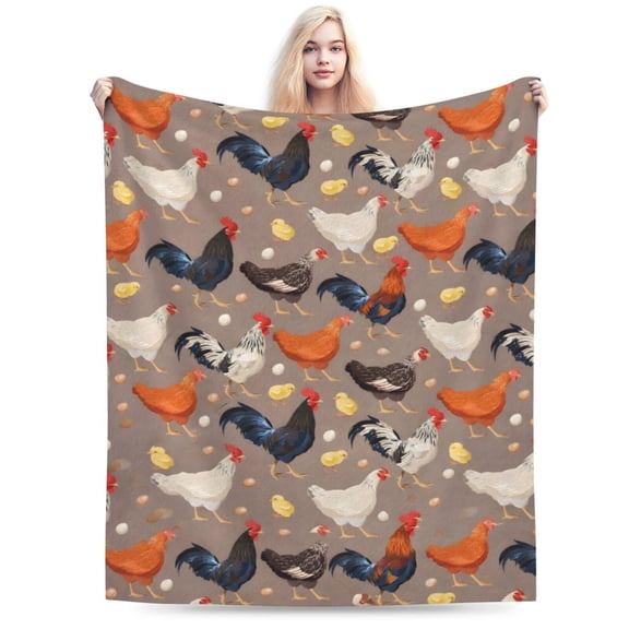 Chicken Throw Blanket Gifts for Kids - Warm, Lightweight, Cozy Blankets & Throws for Couch & Bed Living Room 50x40