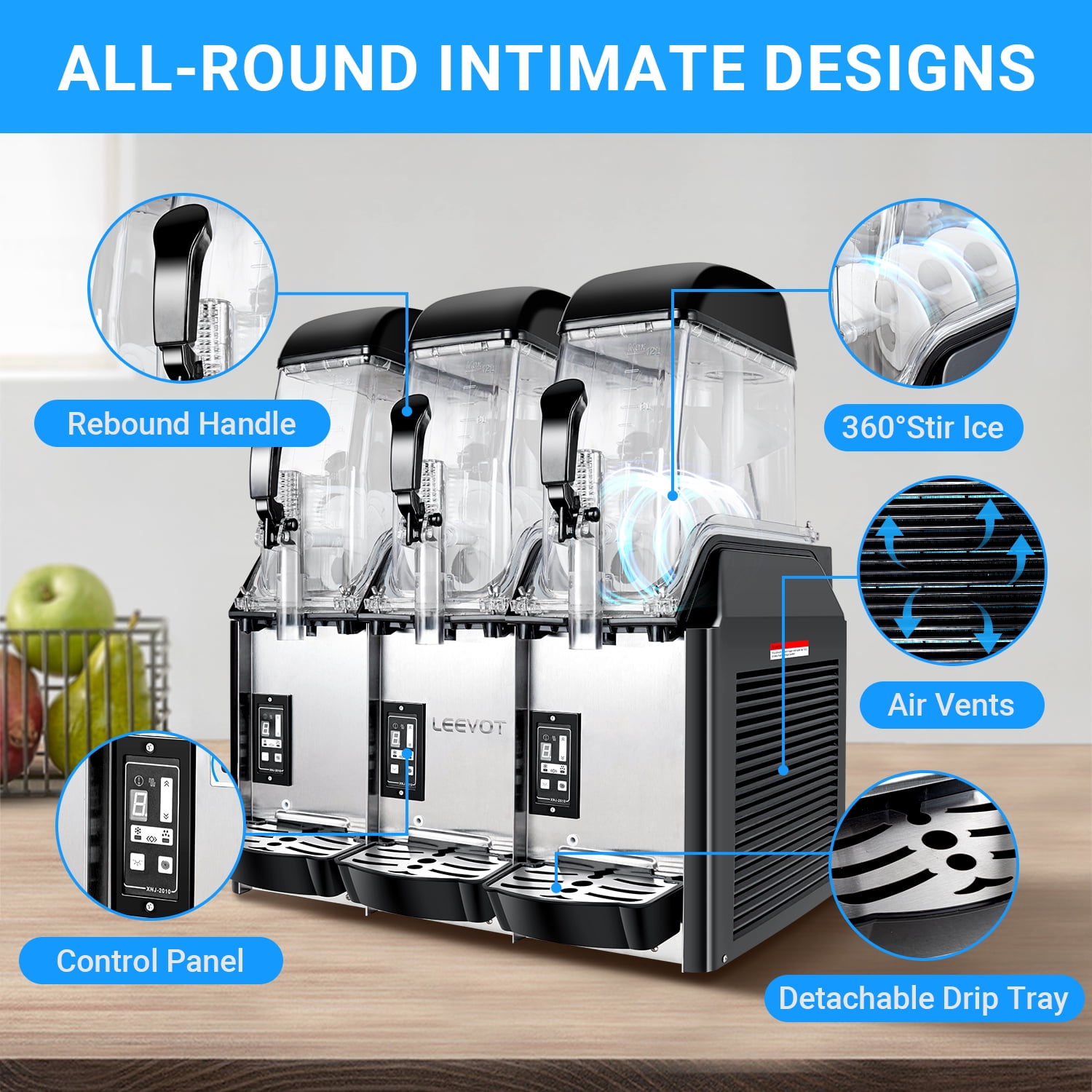 LEEVOT Commercial Slushy Machine 36L Slush Smoothies Maker slushy machine maker