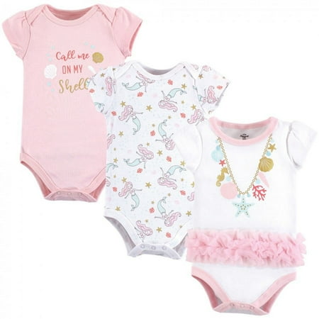 UPC: 0660168715736 | Little Treasure Baby Girl Cotton Bodysuits 3pk Sea Shells 6-9 Months