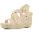 thumbnail image 1 of BLISSFUL STEP Women's Strap Espadrilles Platform Slingback Wedges Sandals, 1 of 6