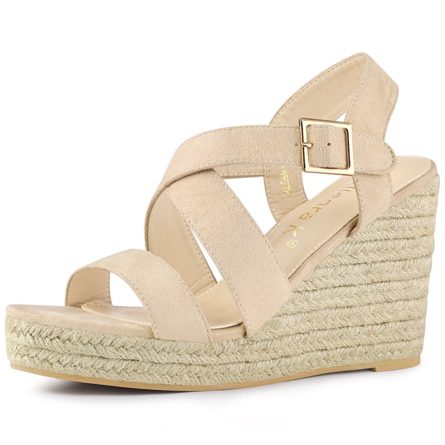 BLISSFUL STEP Sandales Compensées à Plateforme Espadrilles à Bride Arrière pour Femmes