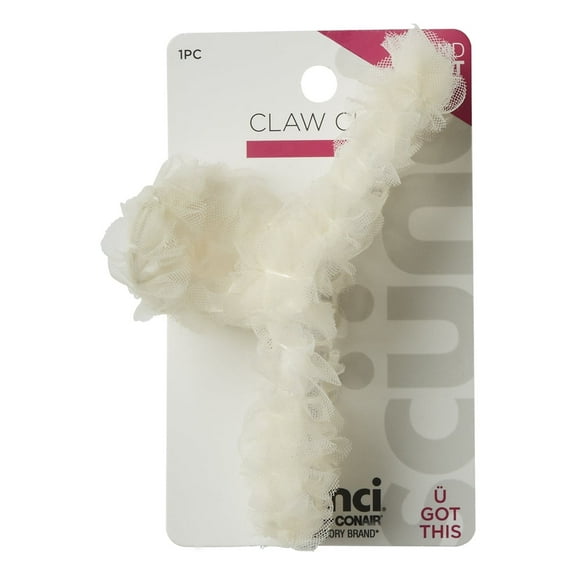 Scunci Tulle Fabric Claw Clip, White