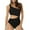 Black, variant on WREESH Women's One Shoulder Monokini Swimsuit Cutout Solid Color High Waist Bathing Suit Fashion Tummy Control Black
