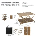 thumbnail image 1 of Estante de tres niveles para almacenamiento al aire libre, estante plegable portátil para acampar, Picnic, barbacoa, estante de almacenamiento, mesa plegable para jardín, 1 of 4