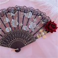 thumbnail image 5 of Lolita abanico gótico victoriano para mujer, abanico de mano de encaje, Vintage, negro, blanco, rojo, rosa, bambú, Cosplay, suministros para fiestas de Halloween, 5 of 5