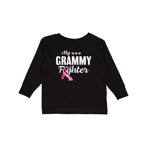 Inktastic Breast Cancer Awareness My Grammy is a Fighter Boys or Girls Long Sleeve Toddler T-Shirt