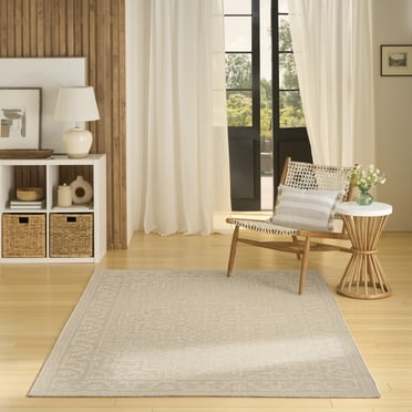 Nourison Tulum 5'3" x 7' Cream Outdoor Rug