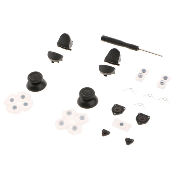 1 De Botones L1 R1 L2 R2 + Resortes + Palillos Para El + Almohadilla De Goma Conductora + Herramienta Destornillador Para Playstatio jinwen Botones de reemplazo del controlador