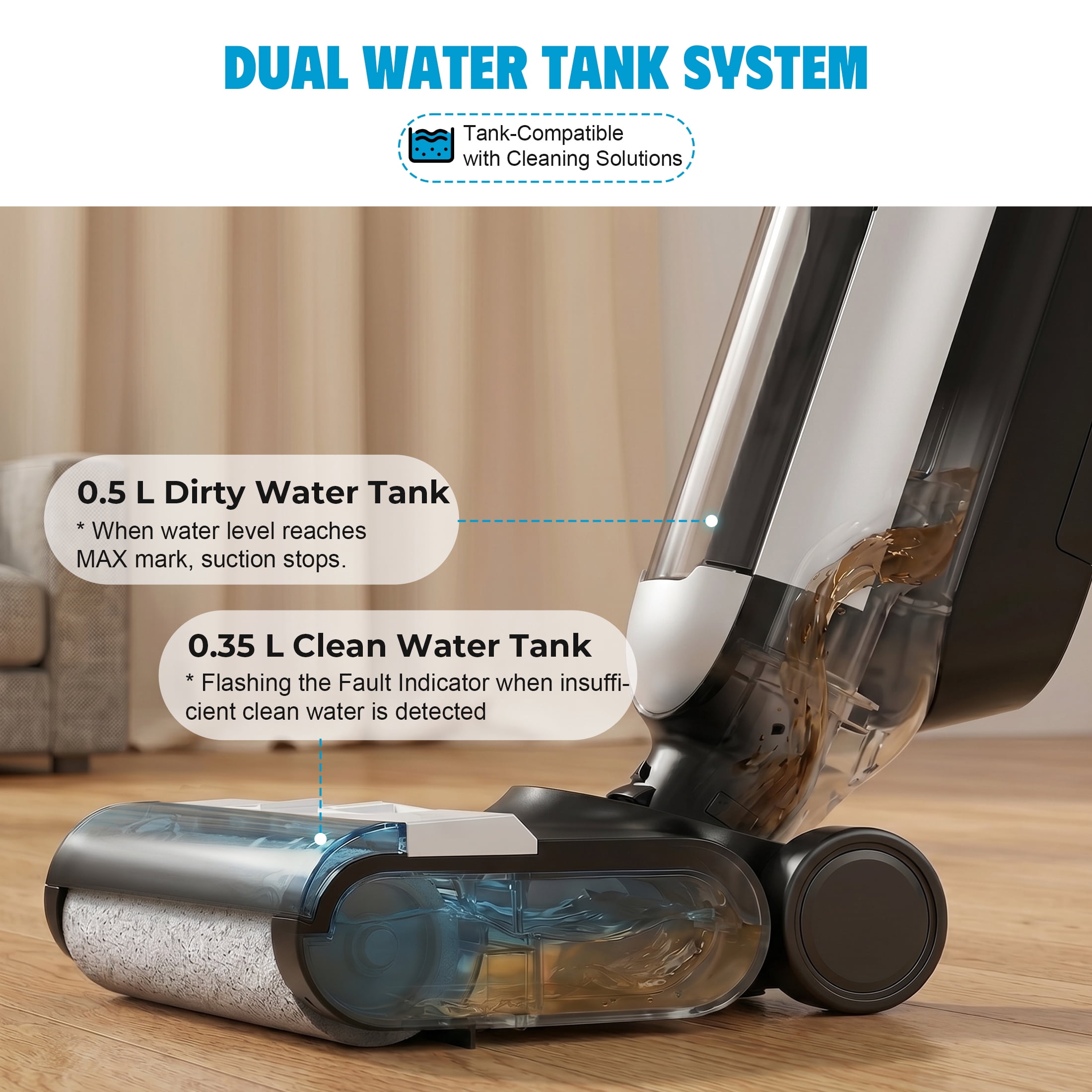 CONCETTA Wet/Dry Vacuum Cleaner of Cordless Design, Powerful Suction, Auto Self-Cleaning, Edge Clean, White
