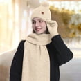 thumbnail image 5 of MEICHEN Women's Winter Thermal Three Piece Set Solid Color Coldproof Knitted Beanie Long Scarf and Gloves Warm Set, 5 of 6