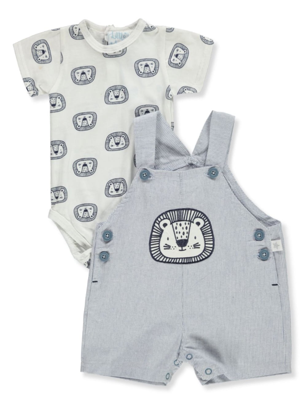 Little Joy Baby Boys' 2Piece Lion Shortalls Set Outfit gray multi, 0