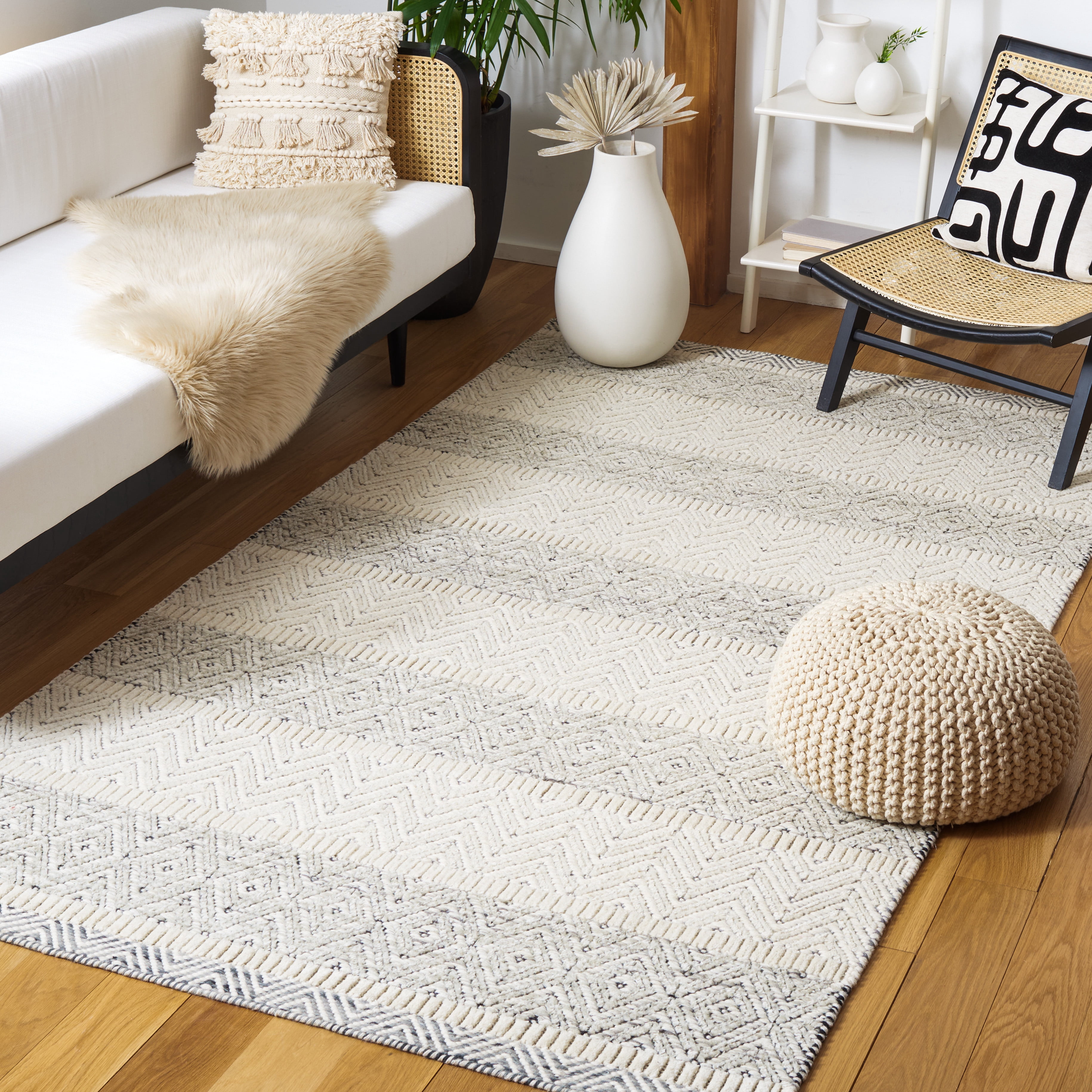 SAFAVIEH Martha Stewart Striped Area Rug, Ivory/Grey, 8' x 10'