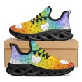 thumbnail image 1 of Zapatillas deportivas con estampado de diente de corona y degradado, cómodas y a la moda, con cordones, para enfermería, para exteriores, de tendencia urbana, transpirables y planas., 1 of 6