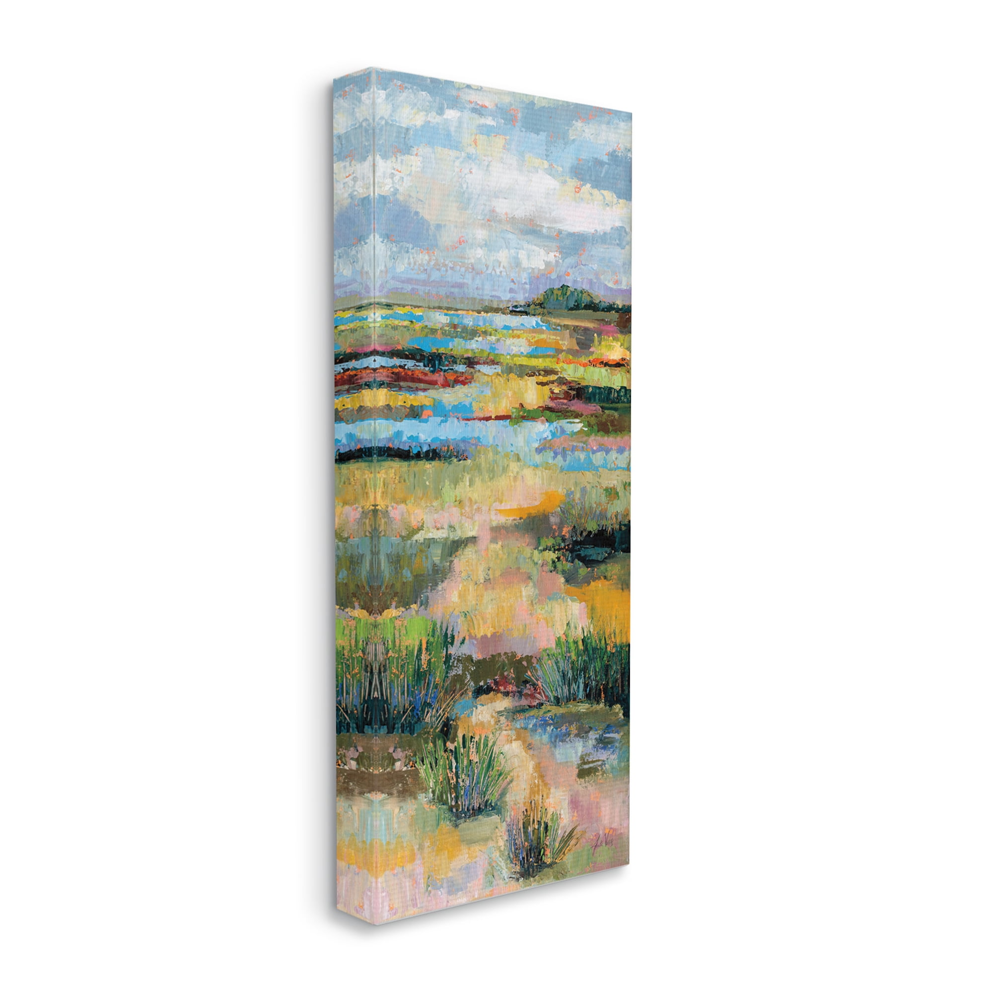 Stupell Industries Abstract River Landscape Landscape Painting Gallery Wrapped Canvas Art Print Wall Art, 17 x 40