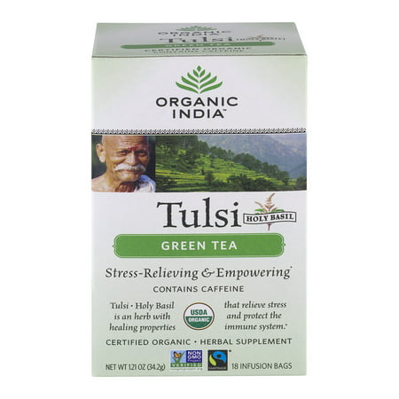 Organic India Saint-Basile Tulsi supplément de plantes sachets d'infusion de thé vert - 18 CT