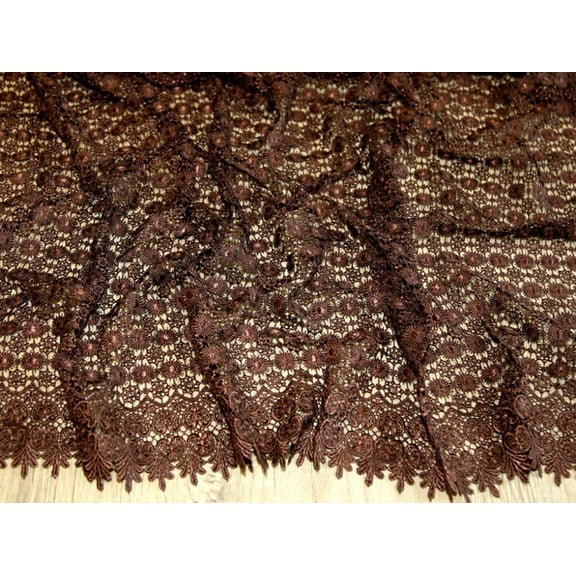 Minerva Heavy Guipure Lace Fabric Brown - per yard