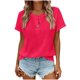 thumbnail image 1 of Camisas de Manga Corta para las Mujeres Casual Botón de Color Sólido Cuello Redondo Camisa de Manga Corta de Tamaño Grande Verano Camisas de Manga Corta para las Mujeres, 1 of 5