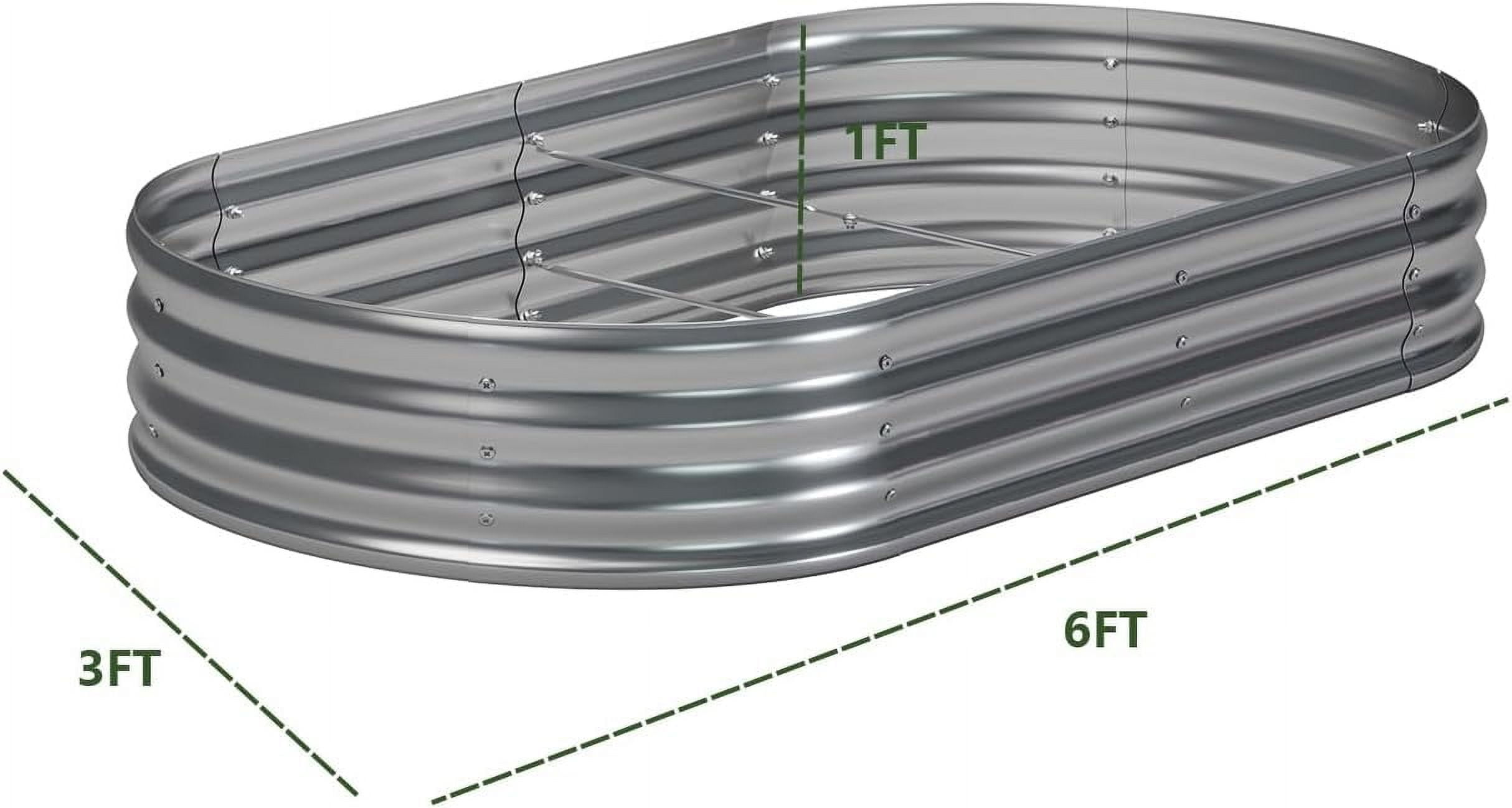 2 Pack Galvanized Raised Garden Bed Metal Oval Raised Garden Beds Outdoor Planter Box for Vegetables (8x2x1FT, Silver)