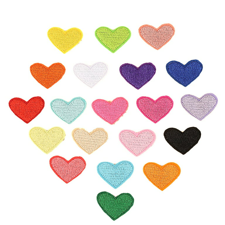 20pcs Heart Love Shape Iron On Patches Embroidered Patch Stickers
