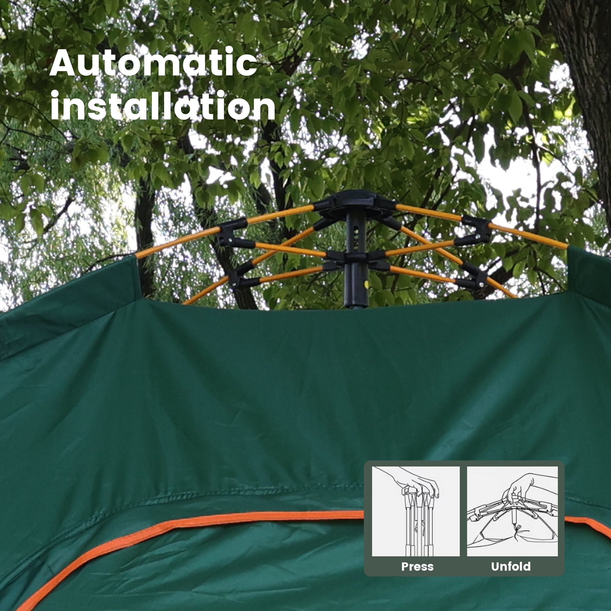 2 Person Instant Camping Tent, Auto Setup Pop Up Tent for Camping/ Hiking/Travel, Green