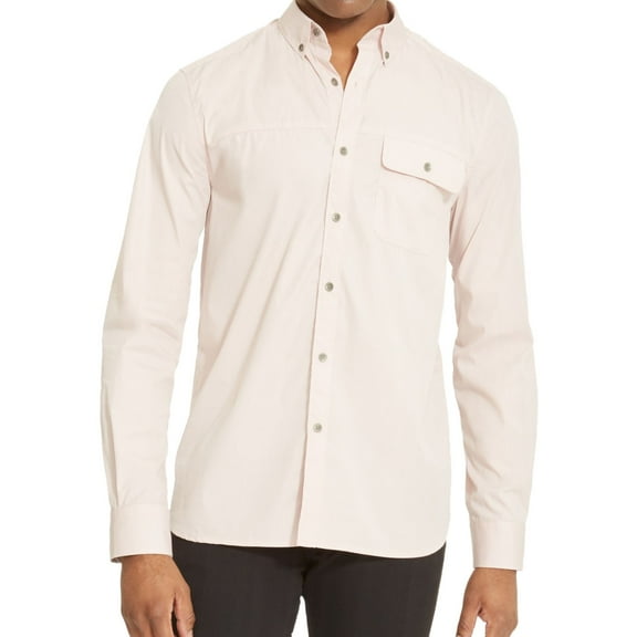 Kenneth Cole Mens Greenpoint Button Up Shirt, Pink, Small