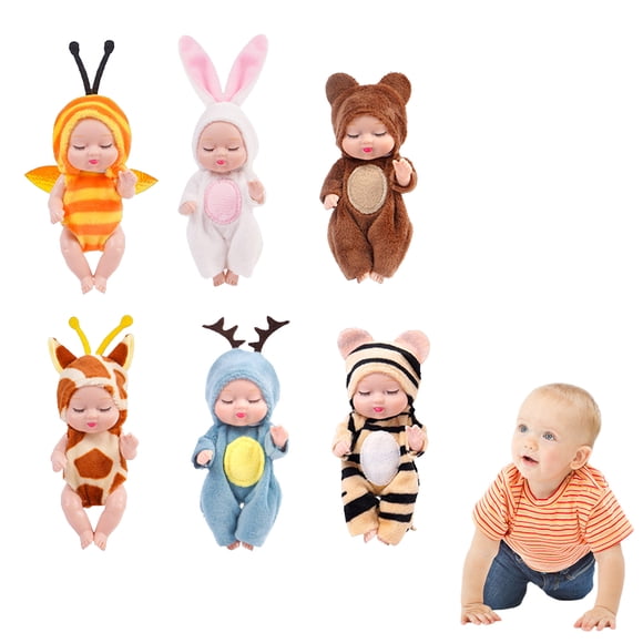 6 piezas de mini muñecas de renacimiento durmientes, muñecas en miniatura, juguetes para bebés, niños y niñas, regalo de cumpleaños