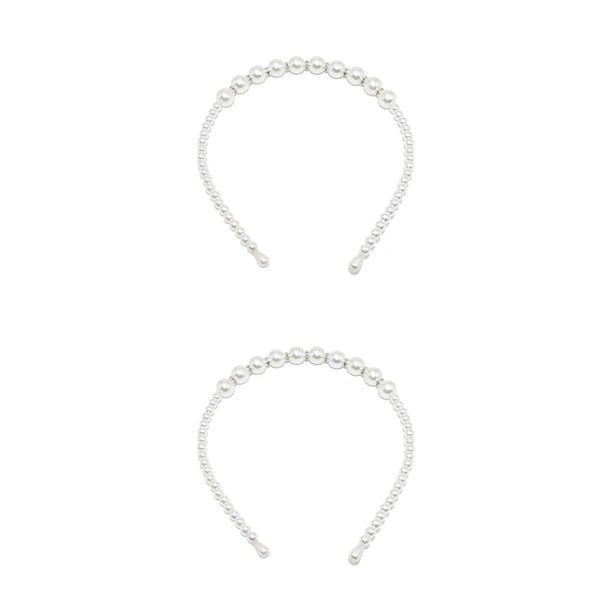 Diadema blanca Qarigey con perlas grandes 18mm estilo Simple