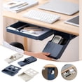 thumbnail image 2 of Under Desk Storage Box, Hidden Pen Drawer, Adjustable Shelf + Locking Lid, Modern Office Design, For Home Office, Compact Desk Organizer, Small Writing Station, Metal Frame, For Desk Use Akmoler, 2 of 8
