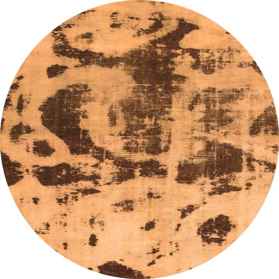Ahgly Company Indoor Round Abstract Orange Modern Area Rugs, 8' Round