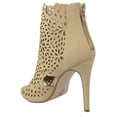 thumbnail image 3 of Delicious Women Stiletto Thin Skinny High Heels Back Zipper Peep Toe Caged Cut Out Gladiator Style Lace Up FATINA-S Natural Beige 8, 3 of 3