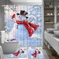 thumbnail image 5 of White Winter Cute Snowman Shower Curtain Set with Rugs,Snowman Couples in Forest Bathroom Set with Shower Curtains with Hooks, Waterproof Fabric Christmas Bathroom Decorations Shower Curtain Set, 5 of 6