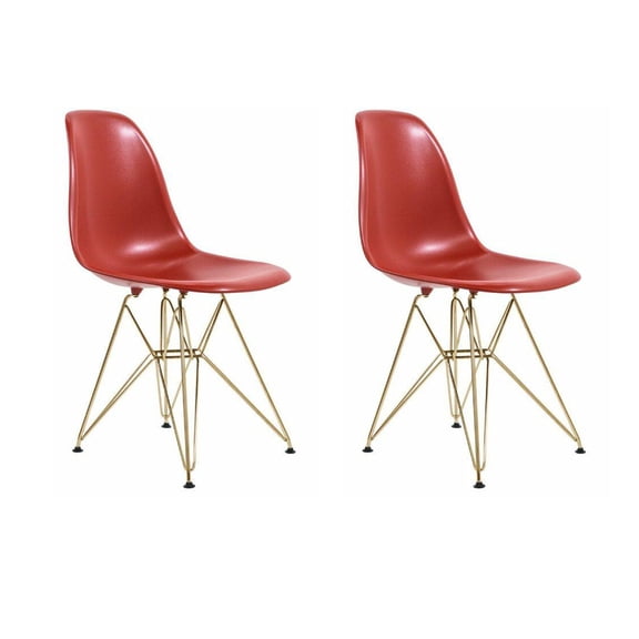 Eiffel Dining Chair with Gold Base - Red