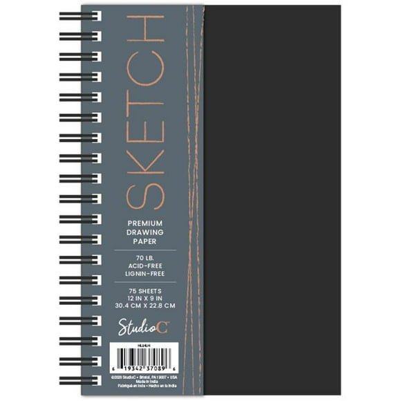 Studio C 2353839 Premium Sketch Book&#44; Black - 75 Sheets - Case of 12 - Pack of 12