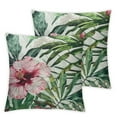 thumbnail image 2 of Jiayy  Watercolor Tropical Floral Pillow Cover Hawaii Palm Tree Hibiscus Square Decorative Cushion Case for Couch Sofa Chair Bed 2 pcs, 2 of 6