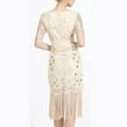 thumbnail image 3 of ZQUUVOU Women's 1920S Beaded Short Sleeve V Neck Flapper Dress Fringed Party Cocktail Dresses Beige,3XL, 3 of 3