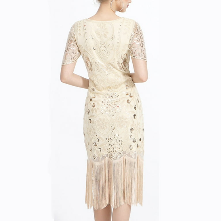 beaded embellishments for dresses Beige Multi Print Beaded Mini Dress - All Dresses main image 0