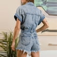 thumbnail image 6 of SRZYMJ Business Casual Jumpsuit for Women Stylish Ladies Distressed Denim Jumpsuit Shorts Summer Casual Wear with Elastic Waistband and Comfortable Short, 6 of 9